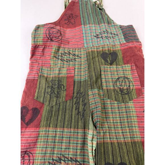 Offical Grateful Dead Patchork Overall Bib Shorts Women's M Hippie Boho Festival - Picture 2 of 14